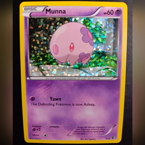 Munna Pokemon Card - 2011 McDonalds Promo - 7/12 Rare Holo - Picture 2 of 9